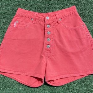 Vintage 90’s Bongo Button Fly Pink Denim Jean Shorts Women’s 25” Waist USA Made